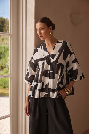 V NECK PEPLUM TOP