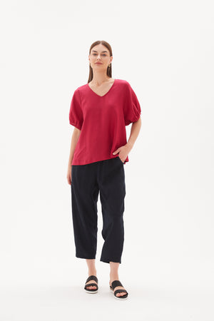 V NECK BISHOP SLEEVE TOP