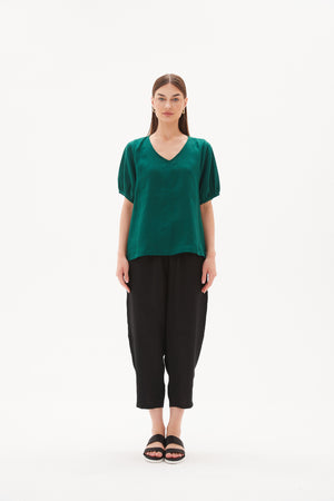V NECK BISHOP SLEEVE TOP
