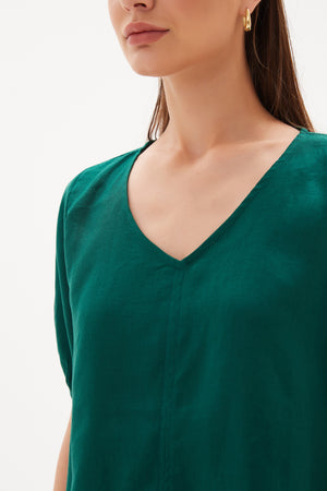 V NECK BISHOP SLEEVE TOP