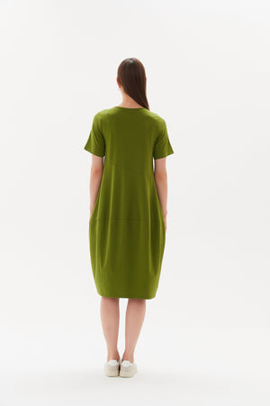 SHORT SLEEVE DIAGONAL SEAM DRESS