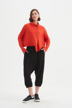 COWL NECK BUTTON KNIT
