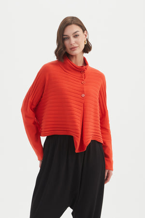 COWL NECK BUTTON KNIT