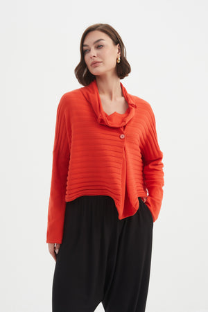 COWL NECK BUTTON KNIT