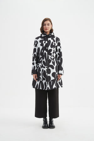 ADJUSTABLE WAIST PRINT PARKA