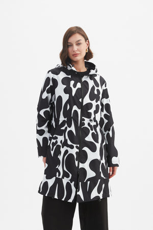 ADJUSTABLE WAIST PRINT PARKA