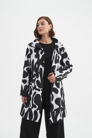 ADJUSTABLE WAIST PRINT PARKA