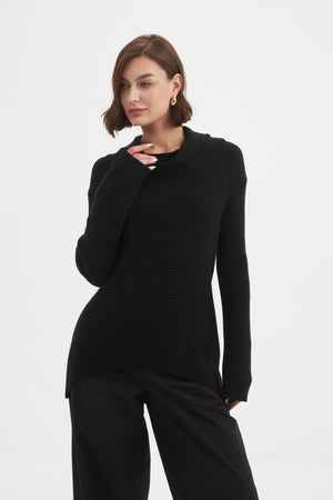 COWL NECK RIB KNIT