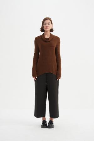 COWL NECK RIB KNIT