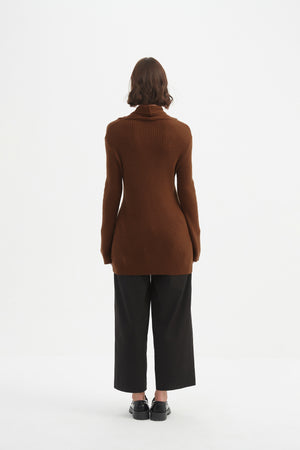 COWL NECK RIB KNIT