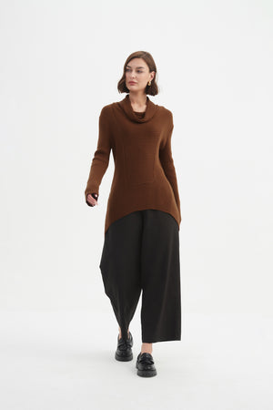 COWL NECK RIB KNIT