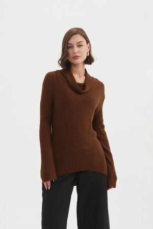 COWL NECK RIB KNIT
