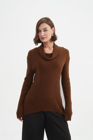COWL NECK RIB KNIT