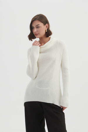 COWL NECK RIB KNIT