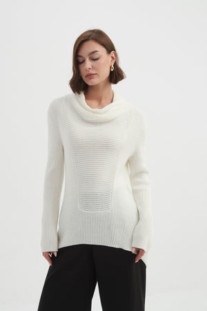 COWL NECK RIB KNIT