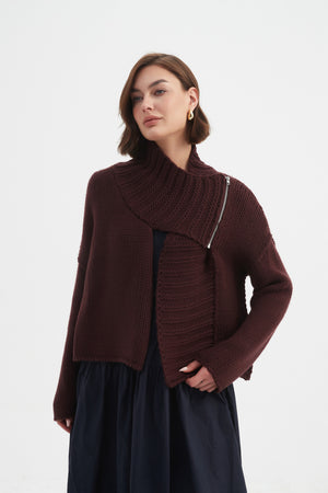 ZIP COLLAR CARDIGAN