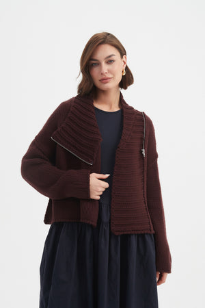ZIP COLLAR CARDIGAN