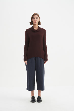 COWL NECK RIB KNIT