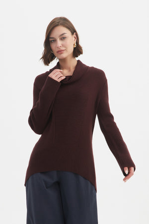COWL NECK RIB KNIT