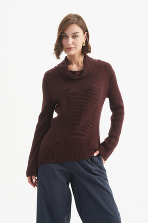 COWL NECK RIB KNIT