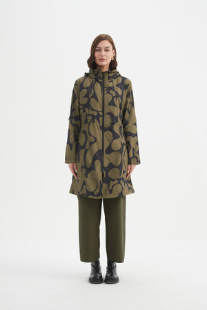 ADJUSTABLE WAIST PRINT PARKA