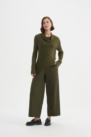 COWL NECK RIB KNIT