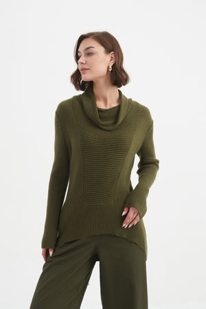 COWL NECK RIB KNIT