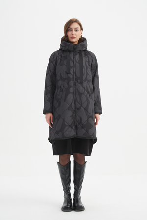 PRINT ZIP HEM WINTER COAT