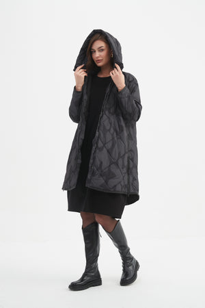 PRINT ZIP HEM WINTER COAT