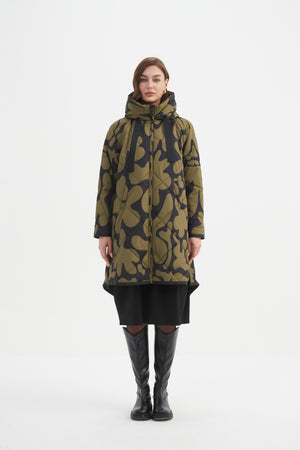 PRINT ZIP HEM WINTER COAT