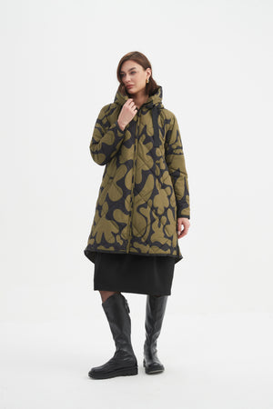 PRINT ZIP HEM WINTER COAT