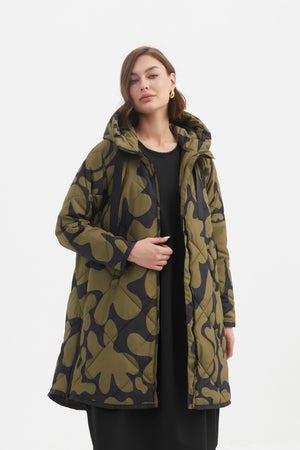 PRINT ZIP HEM WINTER COAT