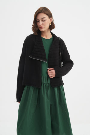 ZIP COLLAR CARDIGAN