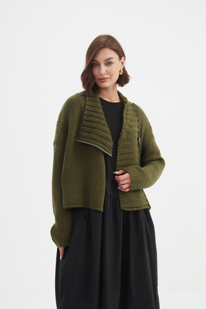 ZIP COLLAR CARDIGAN