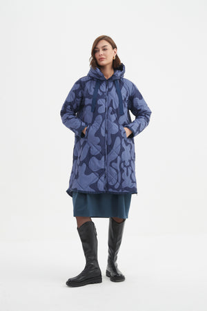 PRINT ZIP HEM WINTER COAT