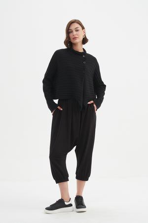COWL NECK BUTTON KNIT