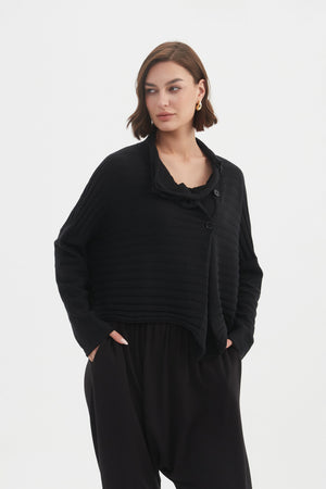 COWL NECK BUTTON KNIT