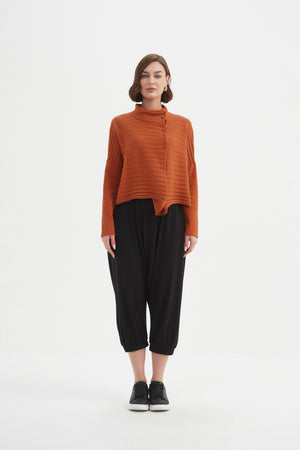 COWL NECK BUTTON KNIT