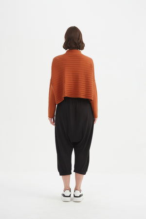 COWL NECK BUTTON KNIT