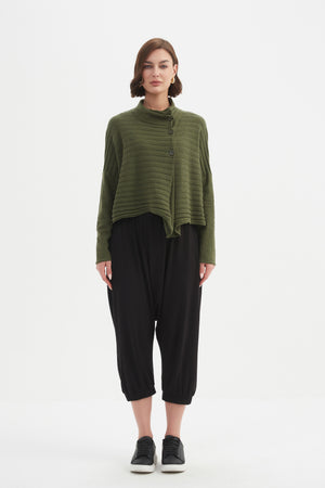 COWL NECK BUTTON KNIT