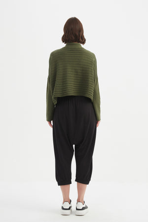 COWL NECK BUTTON KNIT