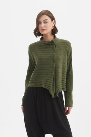 COWL NECK BUTTON KNIT