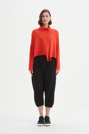 COWL NECK BUTTON KNIT