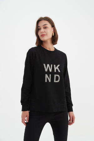 EMBOSSED METALLIC WKND SWEAT