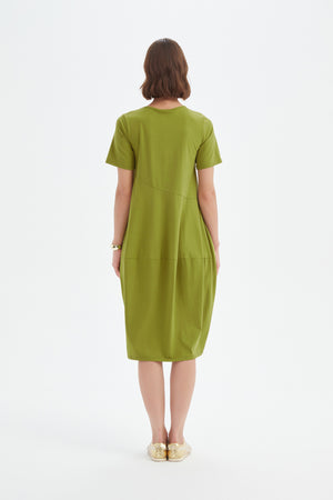 SHORT SLEEVE DIAGONAL SEAM DRESS
