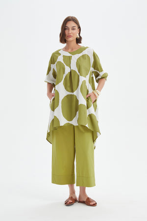 PLEAT FRONT PRINT TUNIC