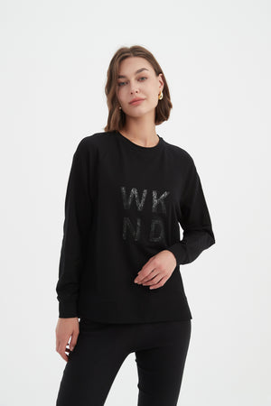 EMBOSSED METALLIC WKND SWEAT