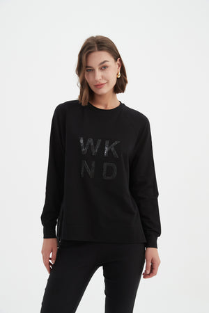 EMBOSSED METALLIC WKND SWEAT