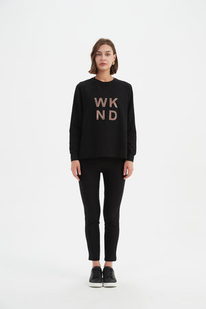 EMBOSSED METALLIC WKND SWEAT