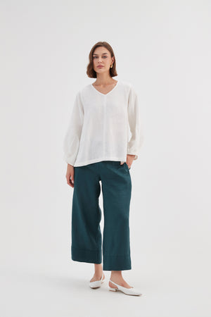 BISHOP LONG SLEEVE LINEN TOP